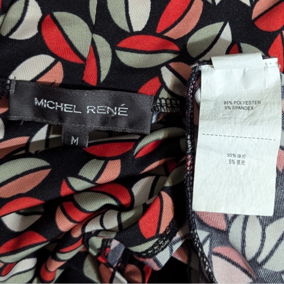 Michael Rene Women's Medium Geometric Print 3/4 Sleeve & Cowl Neck Blouse - Picture 5 of 6